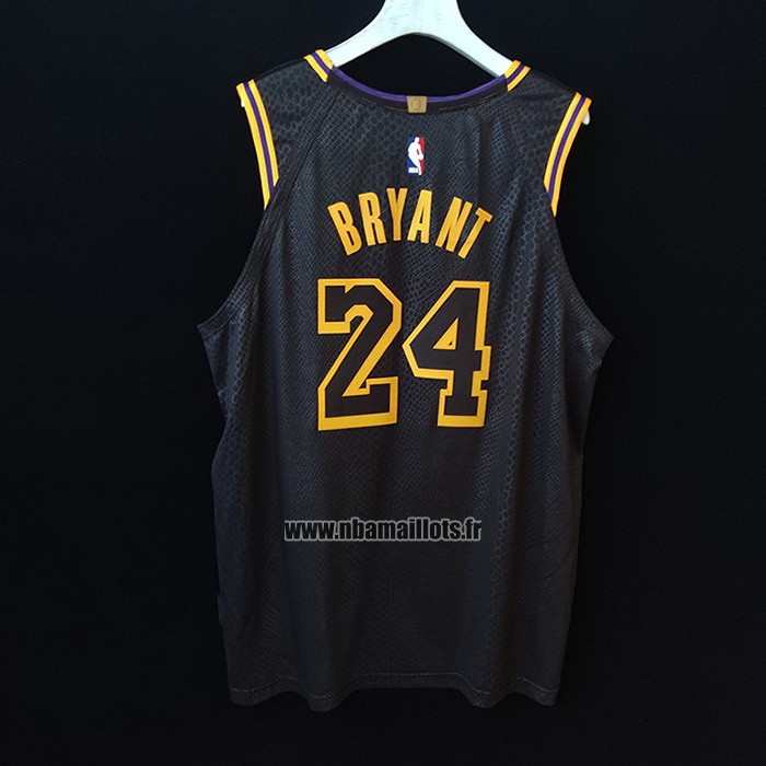 Maillot Los Angeles Lakers Kobe Bryant NO 24 Black Mamba Authentique Noir
